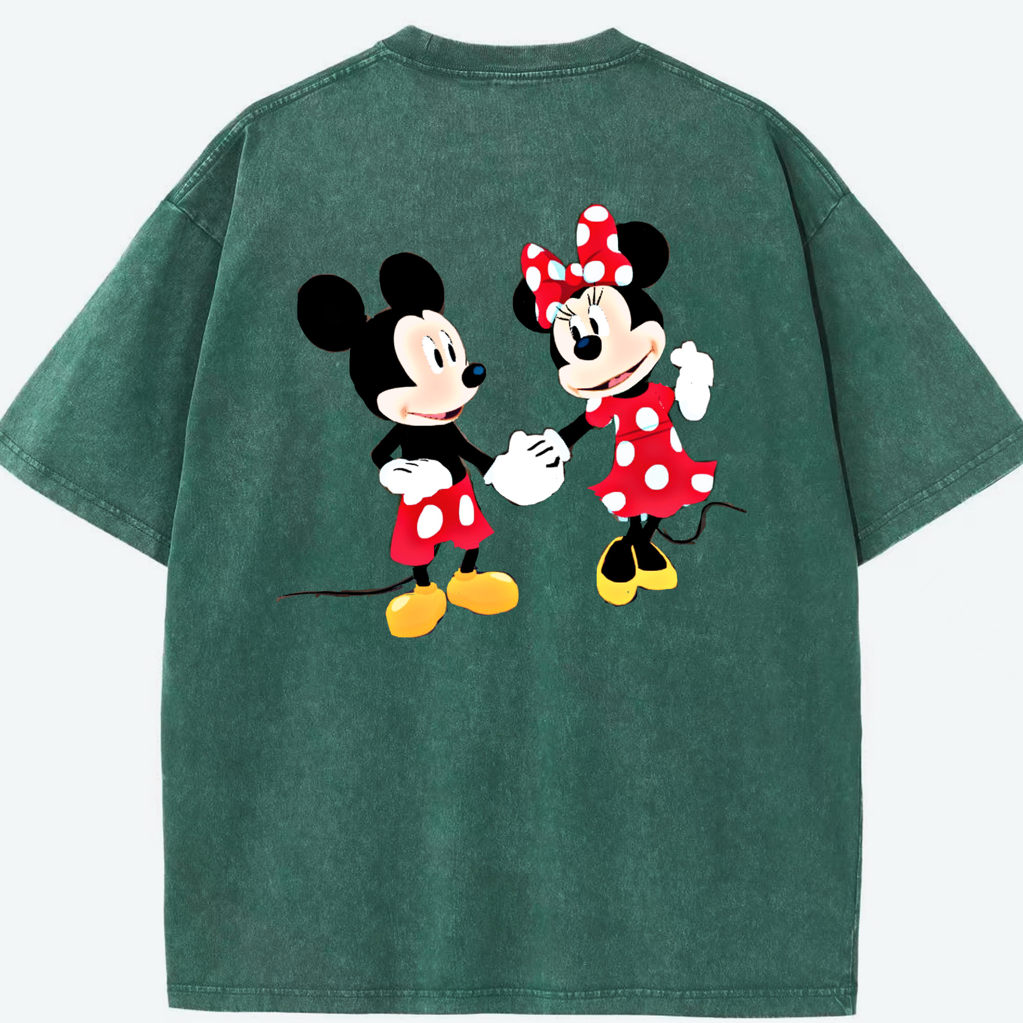 （画像用） ミッキーマウス Mickey Mouse 綿100% ヴィンテージ風 半袖Tシャツ（背面プリント）